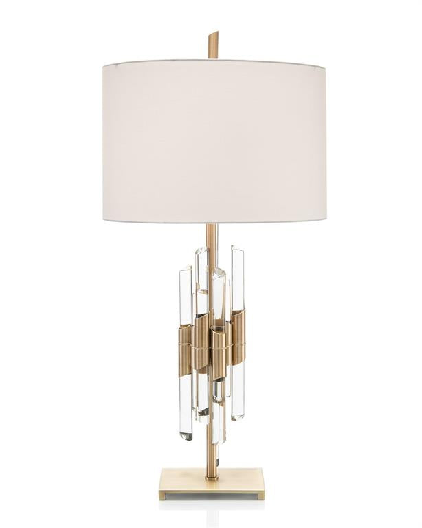 Brass and Crystal Rod Table Lamp