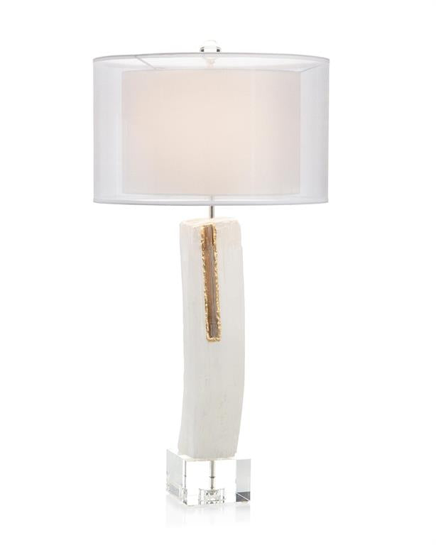 Selenite with Streams of Gold Table Lamp