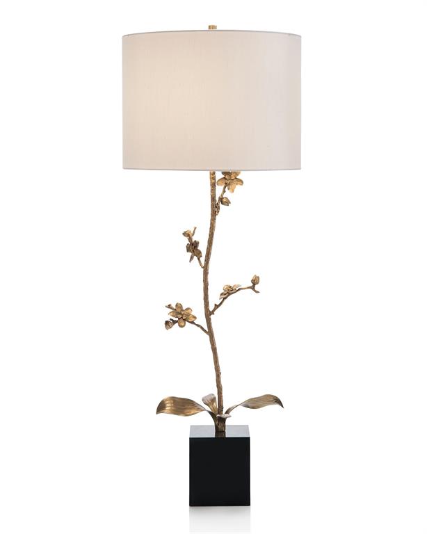 Brass Orchid Candlestick Buffet Lamp