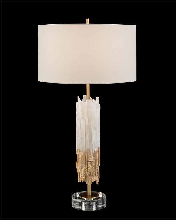 Gold-Leaf Selenite Table Lamp