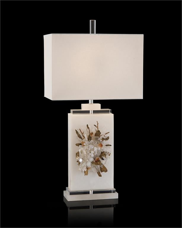 Profusion of Crystal, Alabaster, and Tourmaline Table Lamp