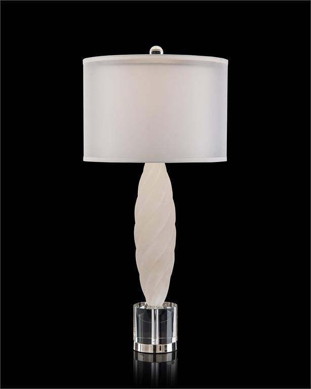 Alabaster Table Lamp with Crystal Base