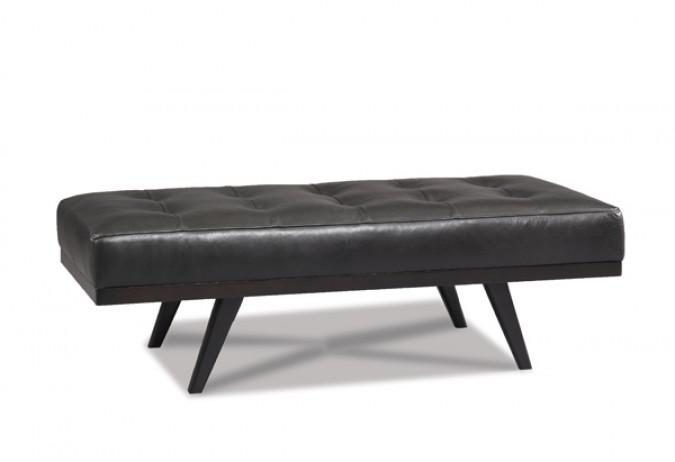 Drew Leather Button Tufted Ottoman